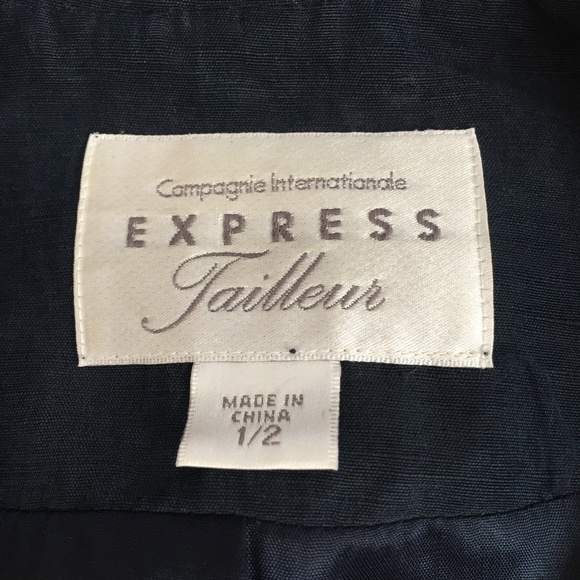 Navy silk blazer with natural shell button sz 1/2 - Picture 5 of 6